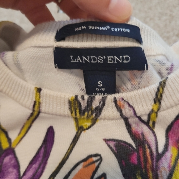 Lands' End Womens 100% Supima Cotton Floral Sweater Top Size Small - Picture 2 of 4